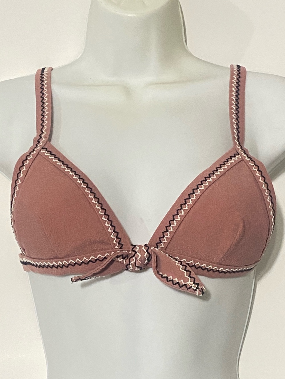 Tigerlily Dusty Rose Triangle Bikini Top Whipstitch Trim Size 4 XS